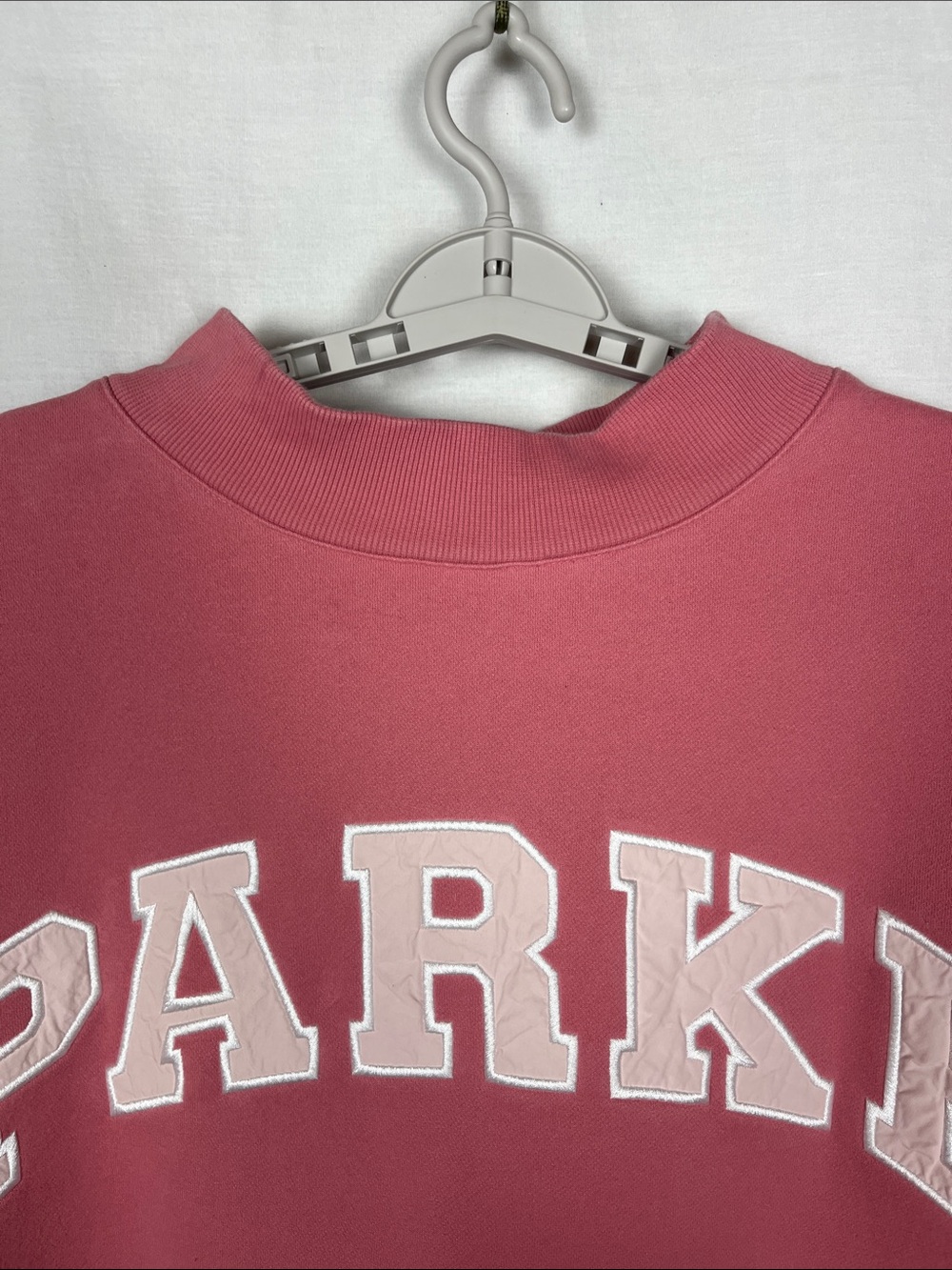 Parke Pink on Pink Varsity Mockneck Sweatshirt - Picture 4 of 10